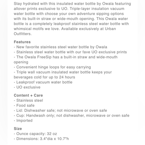 Cat Owala Tumbler Bottle 32oz Urban Outfitters Exclusive Catwala Water New tag - Picture 4 of 4